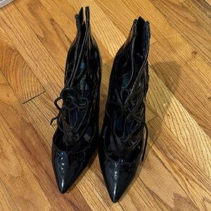 Penny Sue Black Lace-Up Women's Heels